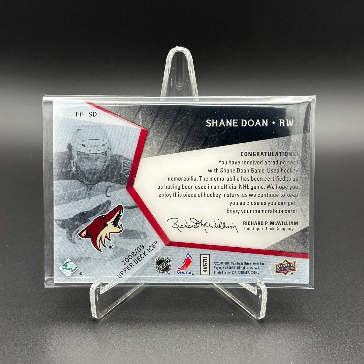 2008-09 UD Ice SHANE DOAN #FF-SD Frozen Fabrics 23/25 - Arizona Coyotes