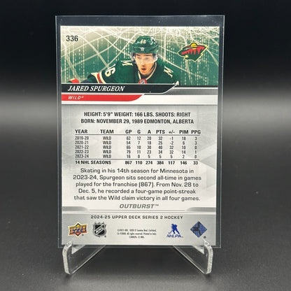 2024-25 UD Series 2 JARED SPURGEON #336 Outburst - Minnesota Wild