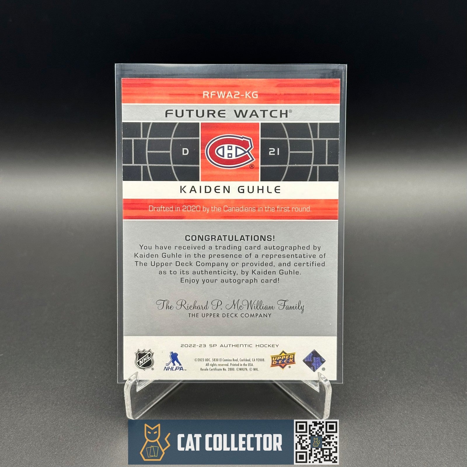 2022-23 SP Authentic KAIDEN GUHLE #RFWA2-KG Retro Future Watch Auto RC /399 Auto