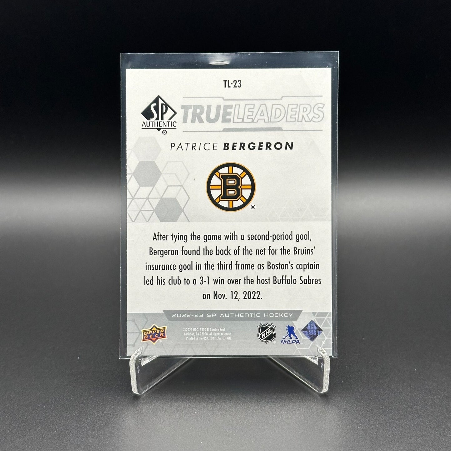 2022-23 Upper Deck SP Authentic PATRICE BERGERON #TL-23 True Leaders