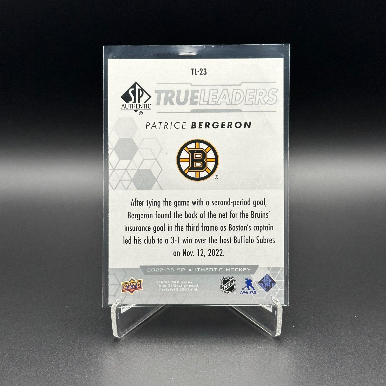 2022-23 Upper Deck SP Authentic PATRICE BERGERON #TL-23 True Leaders