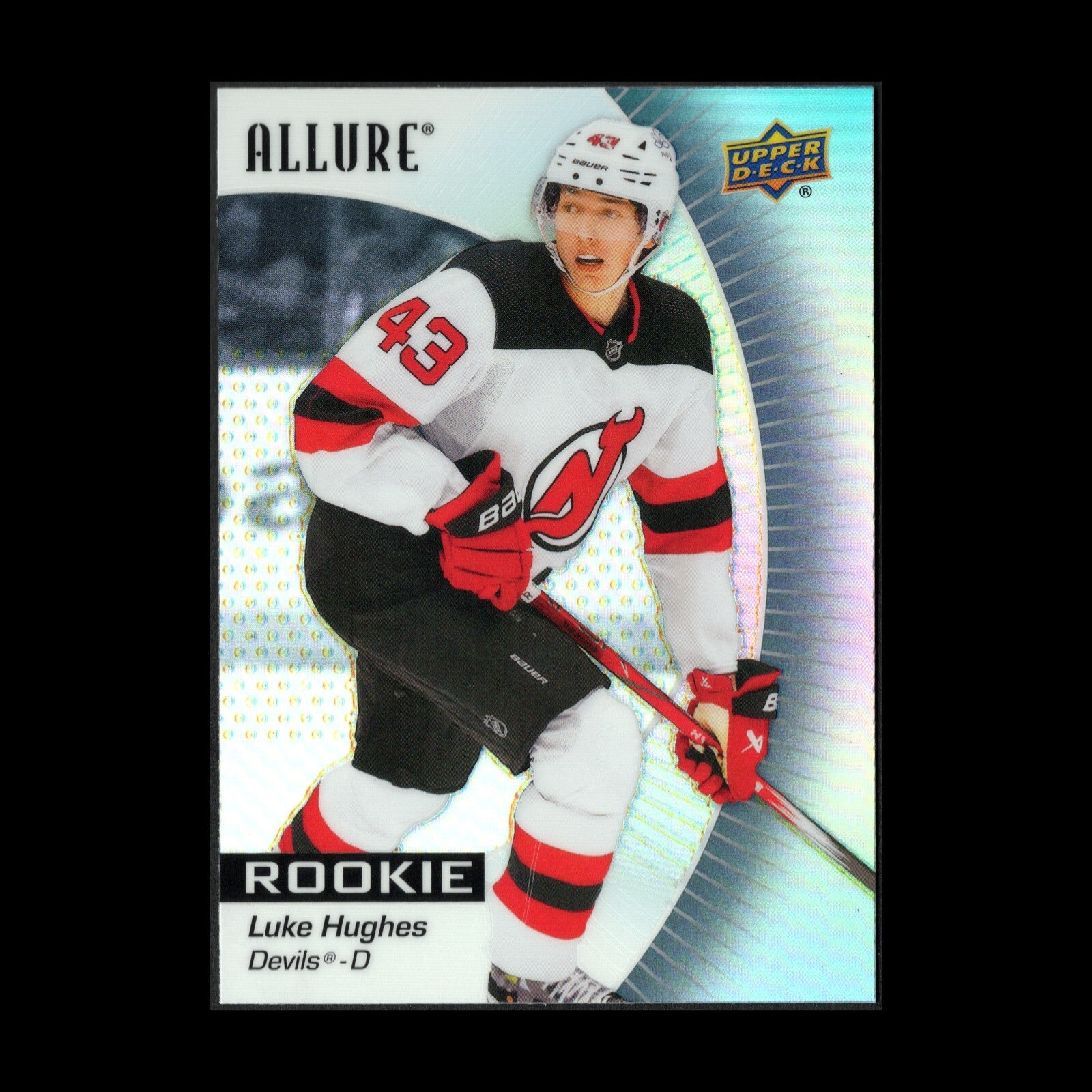2023-24 UD Allure LUKE HUGHES #139 Black Rainbow RC - New Jersey Devils