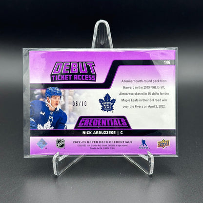 2022-23 UD Credentials NICK ABRUZZESE #146 Debut Ticket Access Purple 6/10