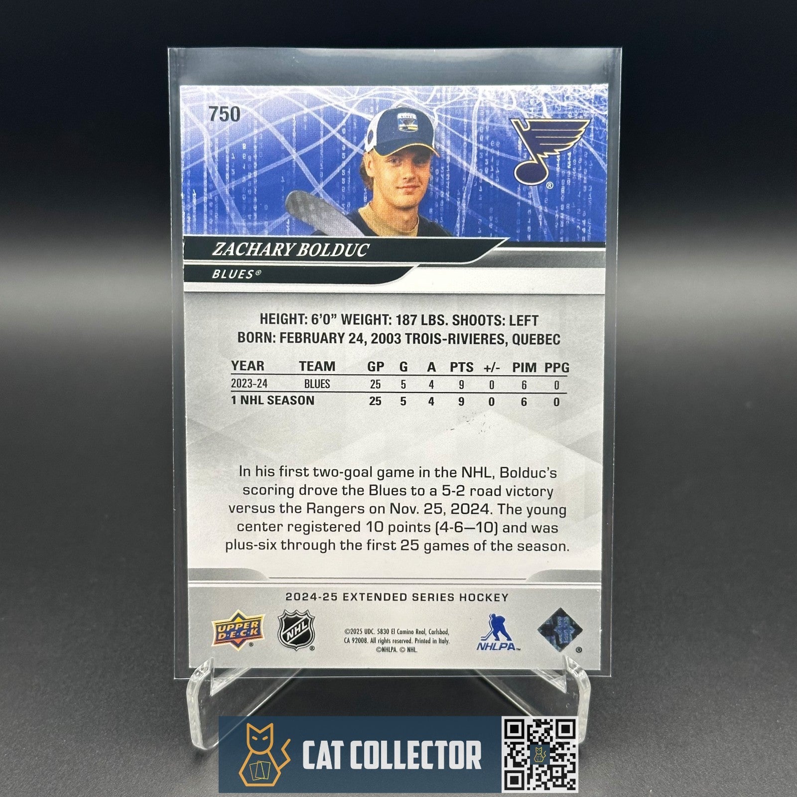 2024-25 UD Extended ZACHARY BOLDUC #750 1st Round Rookies UD Exclusives /100