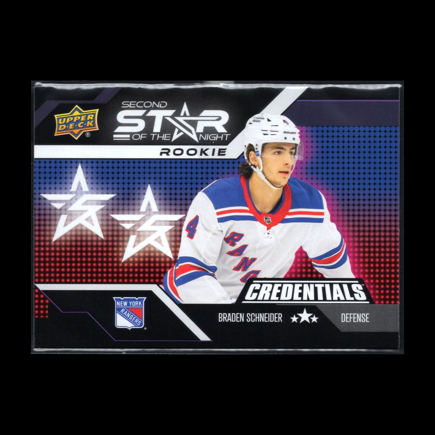 2022-23 UD Credentials BRADEN SCHNEIDER #2SR-1 First Star of the Night Rookie RC