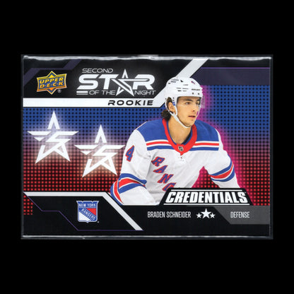 2022-23 UD Credentials BRADEN SCHNEIDER #2SR-1 First Star of the Night Rookie RC
