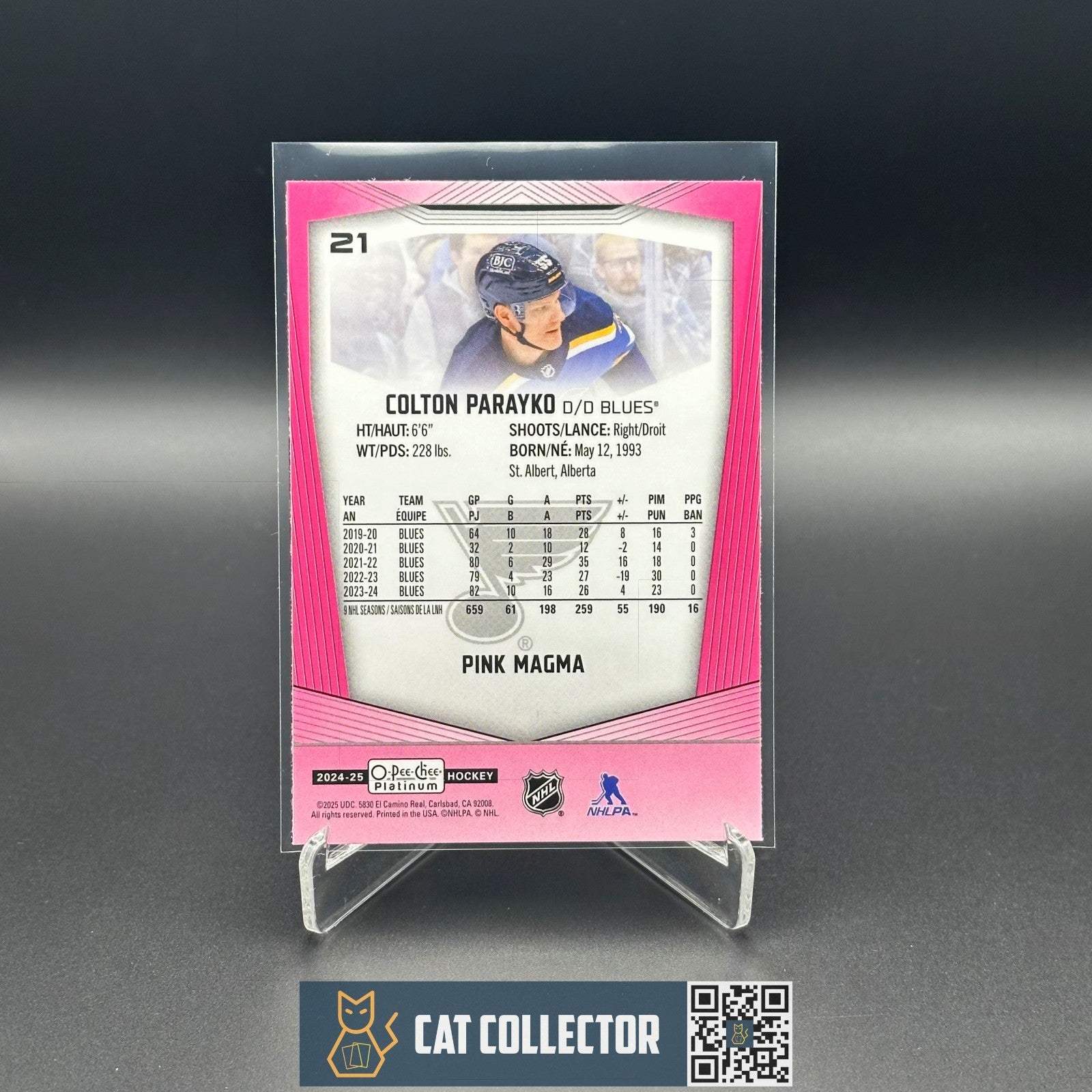 2024-25 O-Pee-Chee Platinum COLTON PARAYKO #21 Pink Magma
