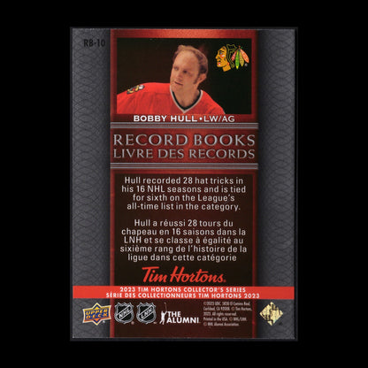 2023 UD Tim Hortons BOBBY HULL #RB-10 Record Books - Chicago Blackhawks