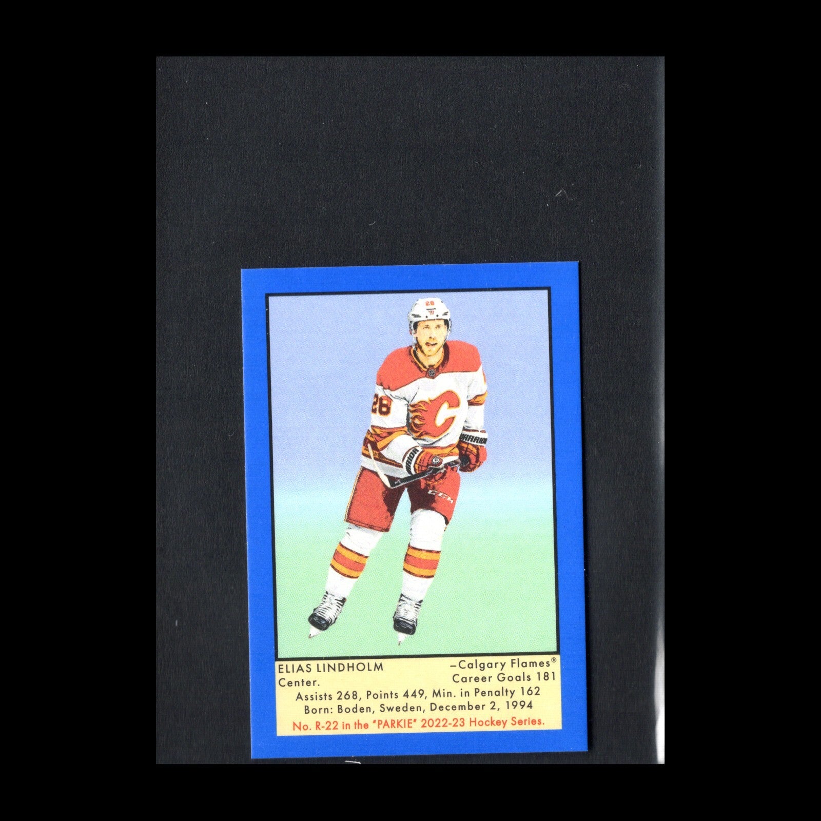 2022-23 UD Parkhurst Champions ELIAS LINDHOLM #R-22 Retro Parkie mini Blue