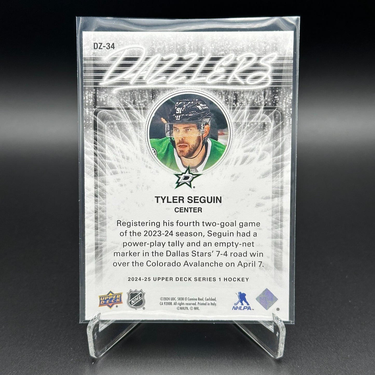 2024-25 UD Series 1 TYLER SEGUIN #DZ-34 Dazzlers Green - Dallas Stars