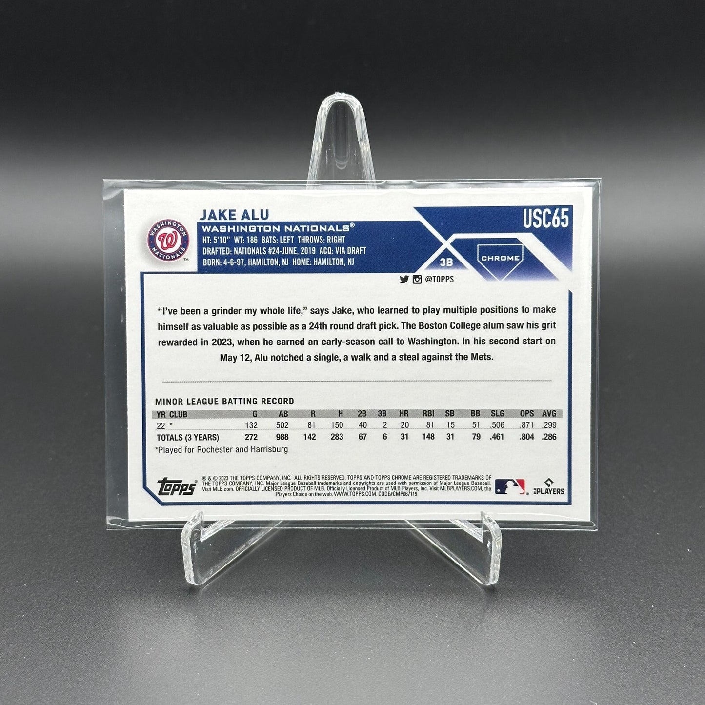 2023 Topps Chrome Updated Series JAKE ALU #USC65 Rookie RC Washington Nationals