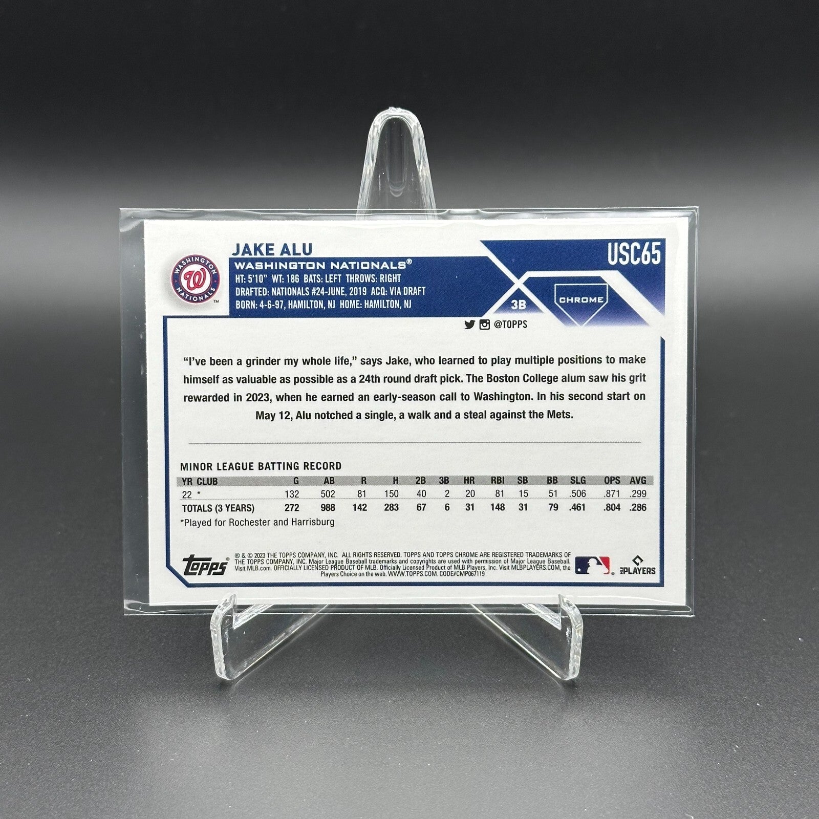 2023 Topps Chrome Updated Series JAKE ALU #USC65 Rookie RC Washington Nationals