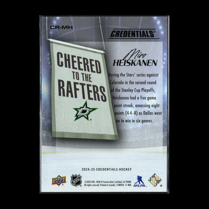 2024-25 UD Credentials MIRO HEISKANEN #CR-MH Cheered to the Rafters