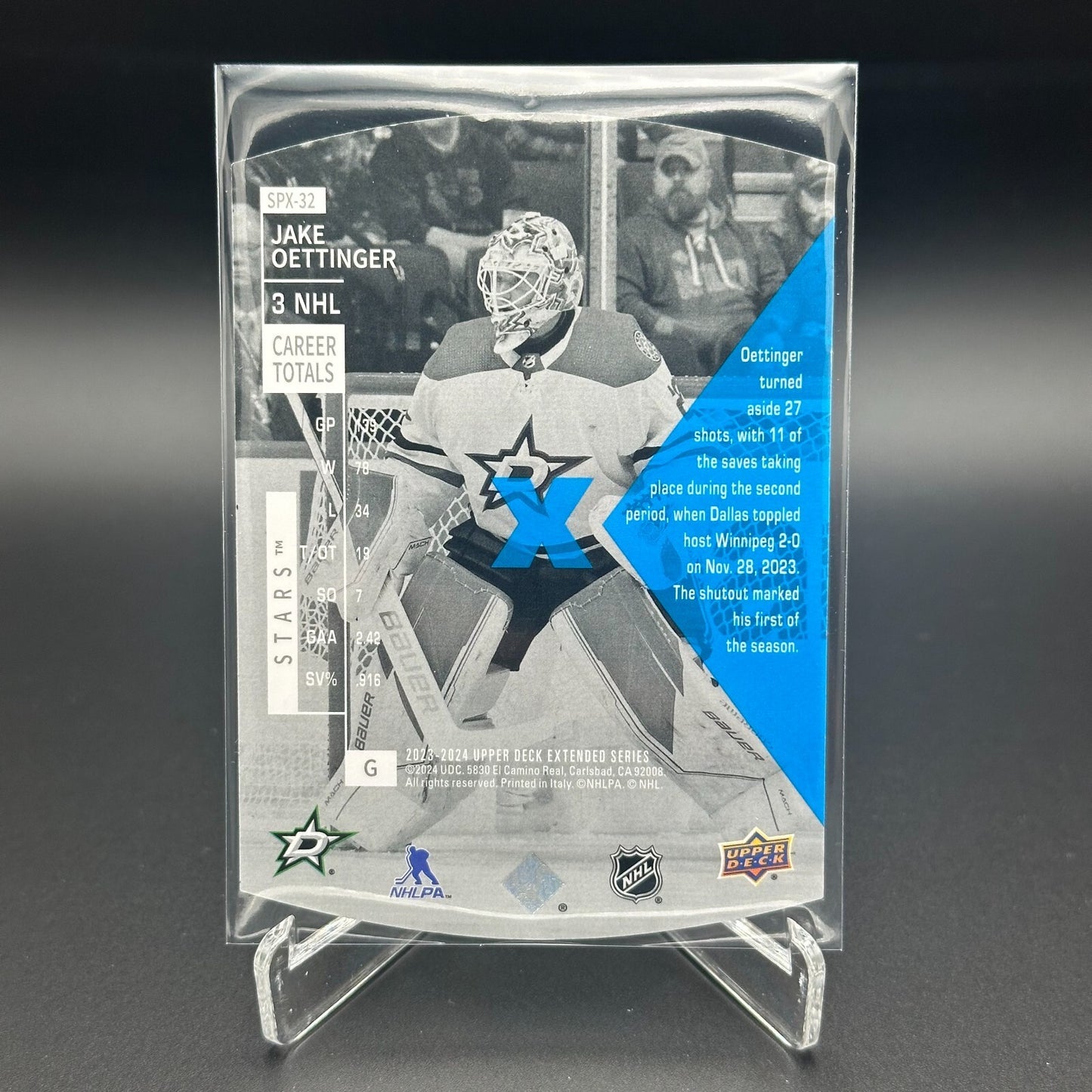 2023-24 UD Extended series JAKE OETTINGER #SPX-32 1997-98 SPx Holoview Retro