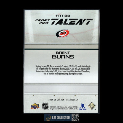 2024-25 UD Credentials BRENT BURNS #FRT-BB Front Row Talent