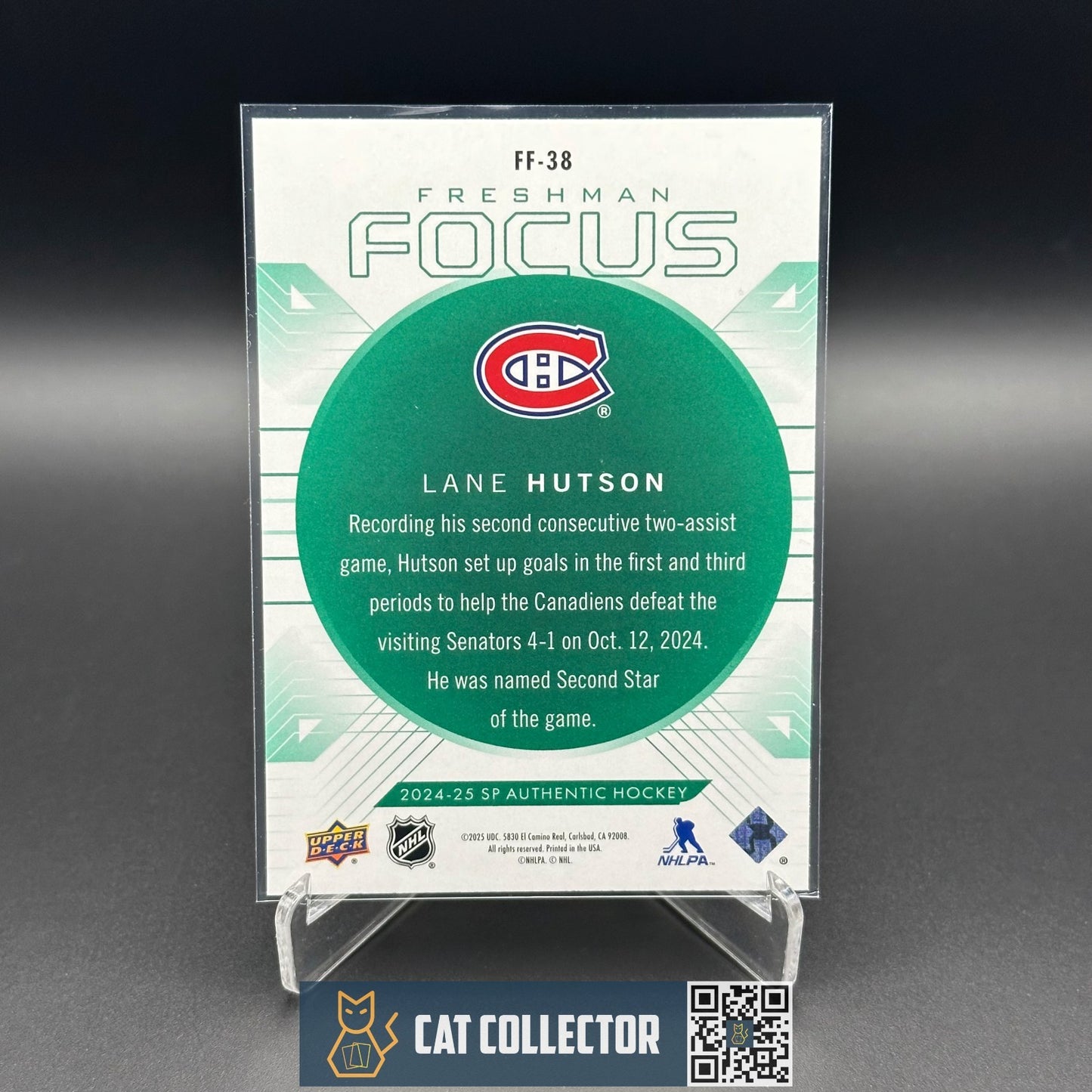 2024-25 UD SP Authentic LANE HUTSON #FF-38 Freshman Focus Green Rookie RC