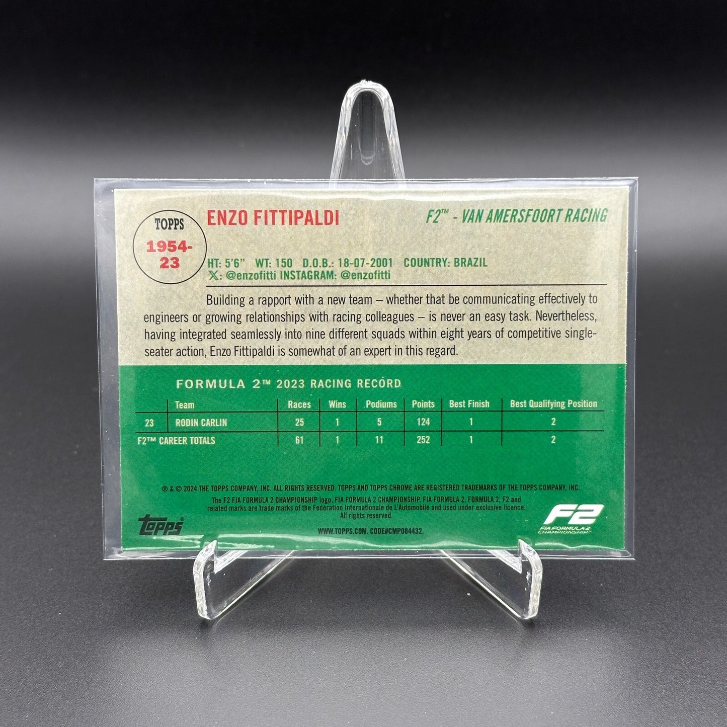 2024 Topps Chrome Formula 1 DENNIS HAUGER #1954-24 F2 1954 Topps Retro