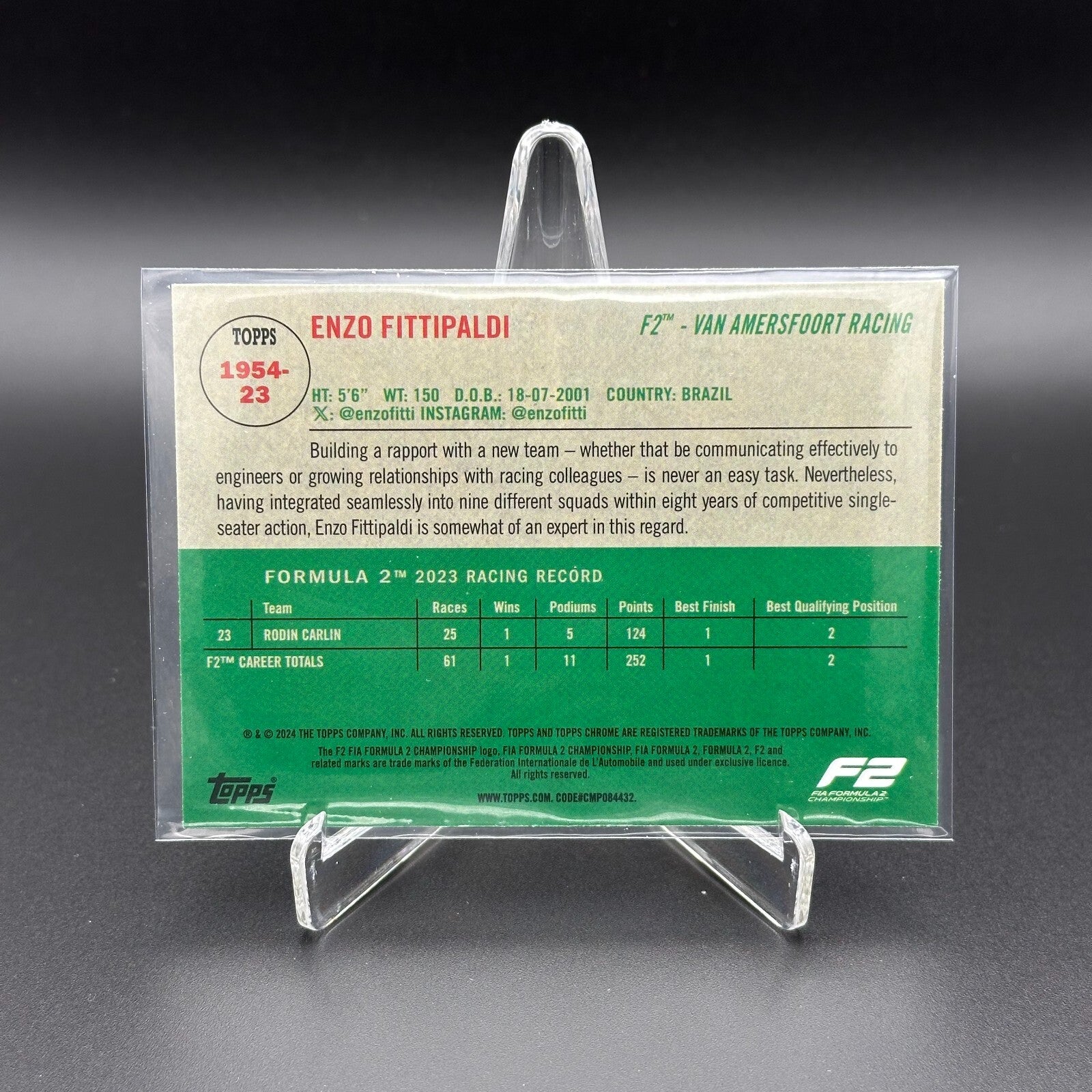 2024 Topps Chrome Formula 1 DENNIS HAUGER #1954-24 F2 1954 Topps Retro