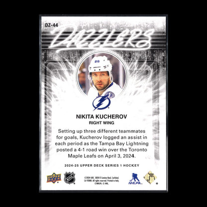 2024-25 UD Series 1 NIKITA KUCHEROV #DZ-44 Dazzlers Blue - Tamba Bay Lightning