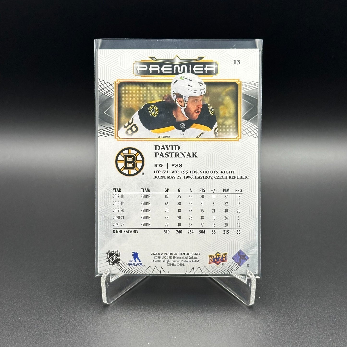 2022-23 Upper Deck Premier DAVID PASTRNAK #13  /299 - Boston Bruins