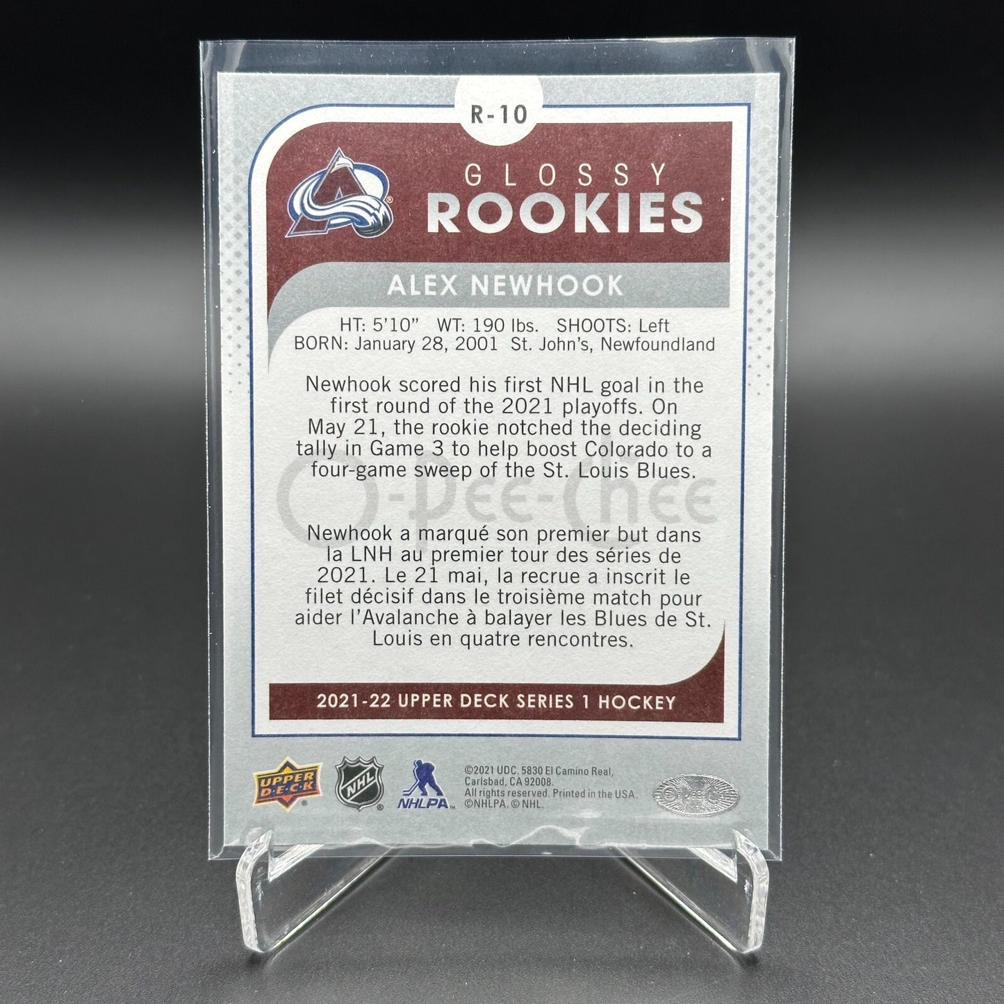 2021-22 UD Series 1 ALEX NEWHOOK #R-10 O-Pee-Chee Glossy Rookies Silver RC