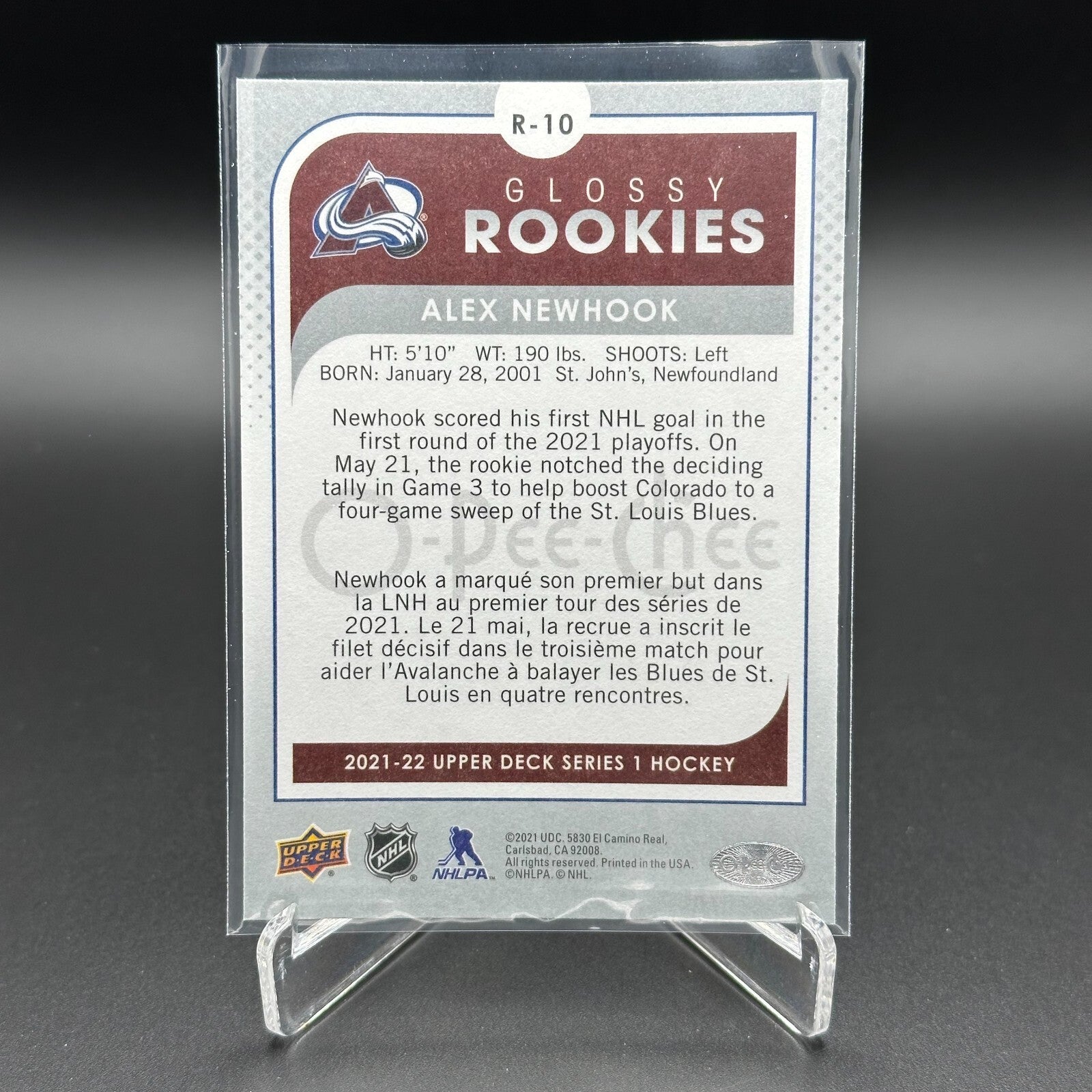 2021-22 UD Series 1 ALEX NEWHOOK #R-10 O-Pee-Chee Glossy Rookies Silver RC