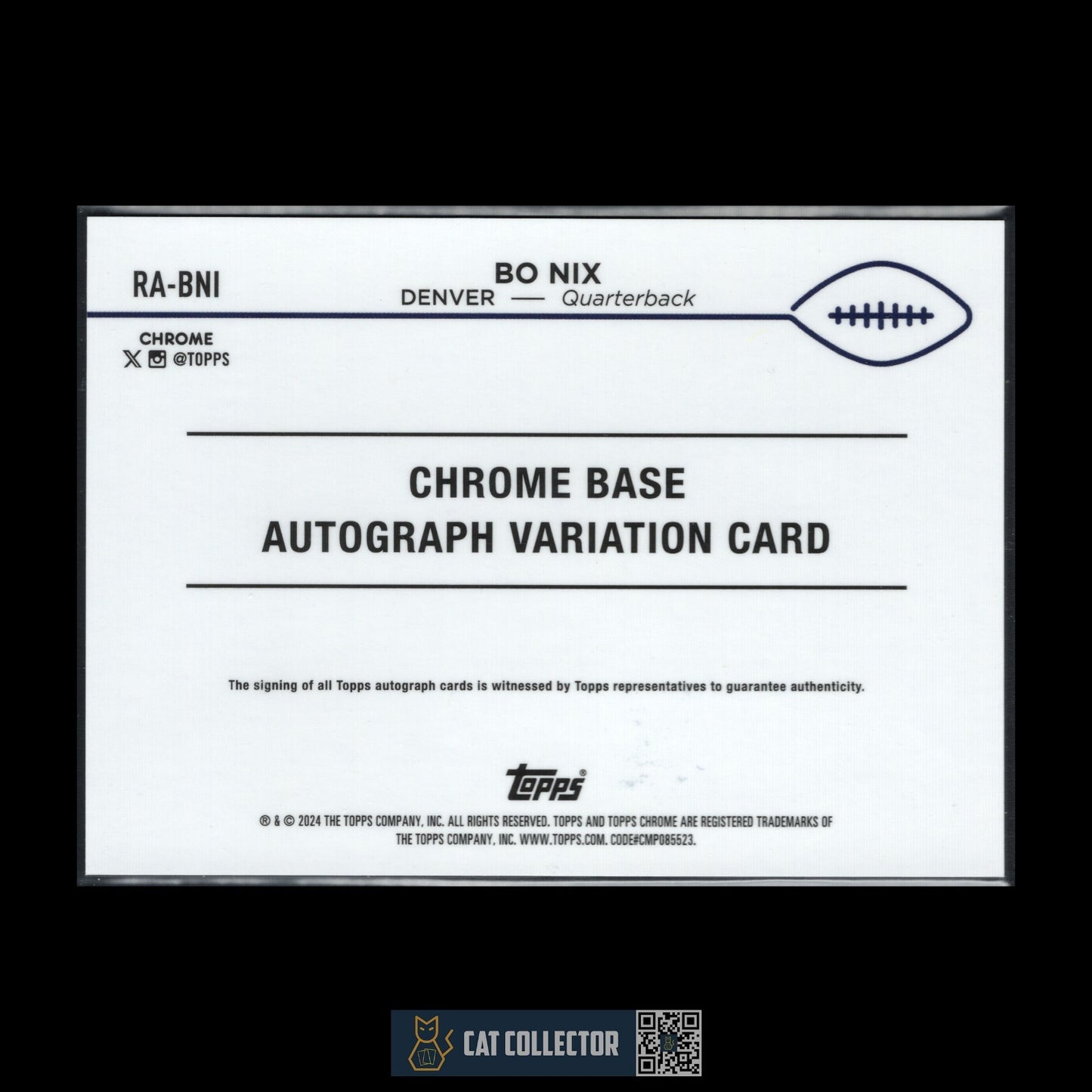 2024 Topps Chrome BO NIX #RA-BNI Rookie RC Blue Refractor AUTO 068/150