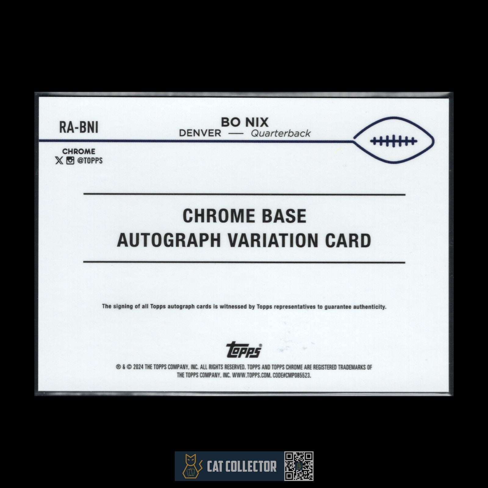 2024 Topps Chrome BO NIX #RA-BNI Rookie RC Blue Refractor AUTO 068/150