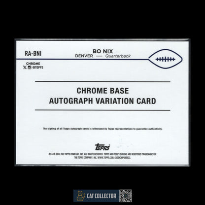 2024 Topps Chrome BO NIX #RA-BNI Rookie RC Blue Refractor AUTO 068/150