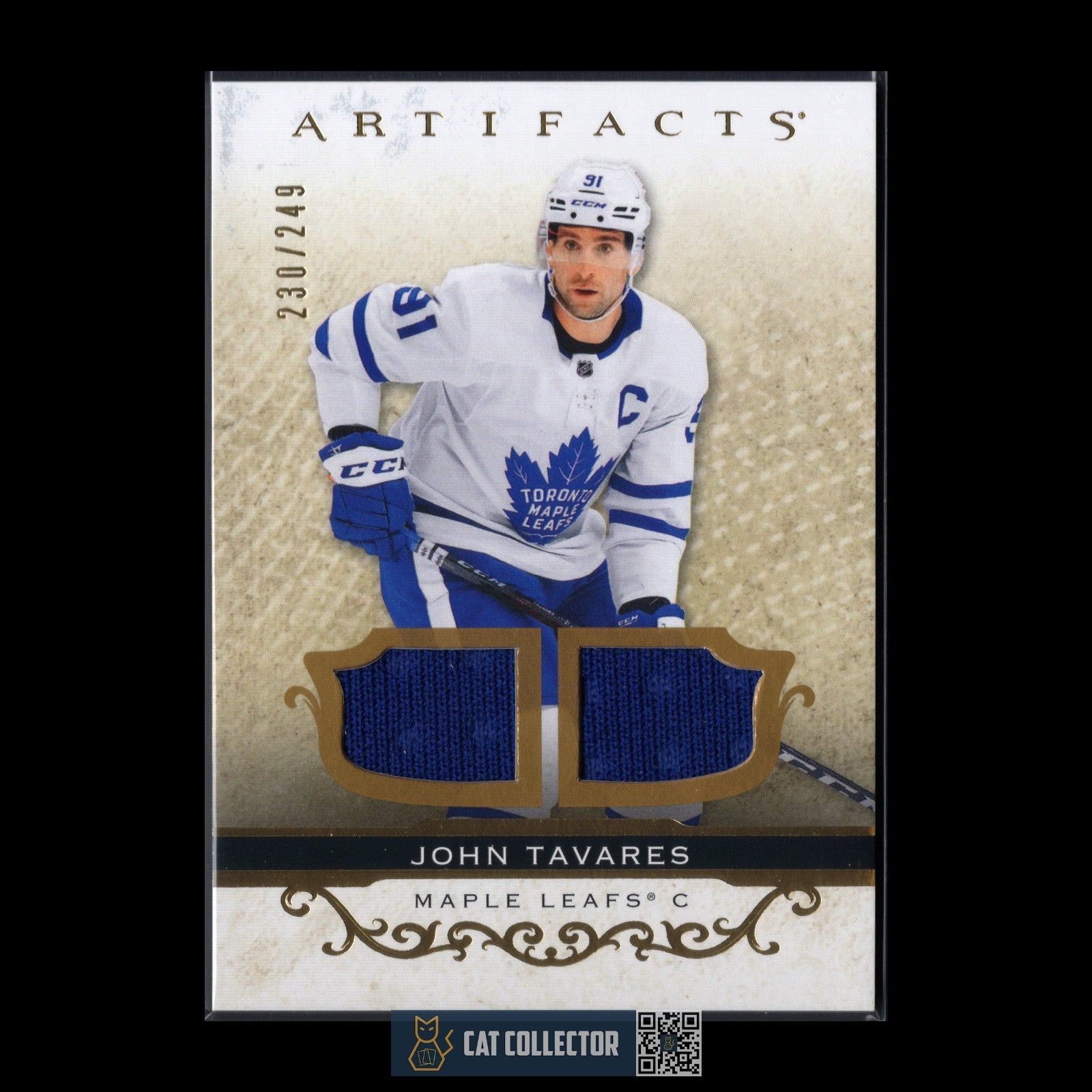 2021-22 UD Artifacts JOHN TAVARES #23 Gold Material Dual Jersey /249