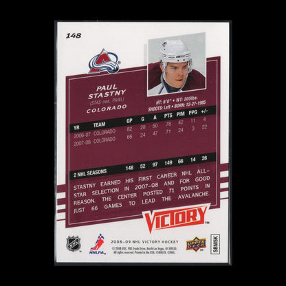 2008-09 UD Victory PAUL STASTNY #148 AUTO - Colorado Avalanche