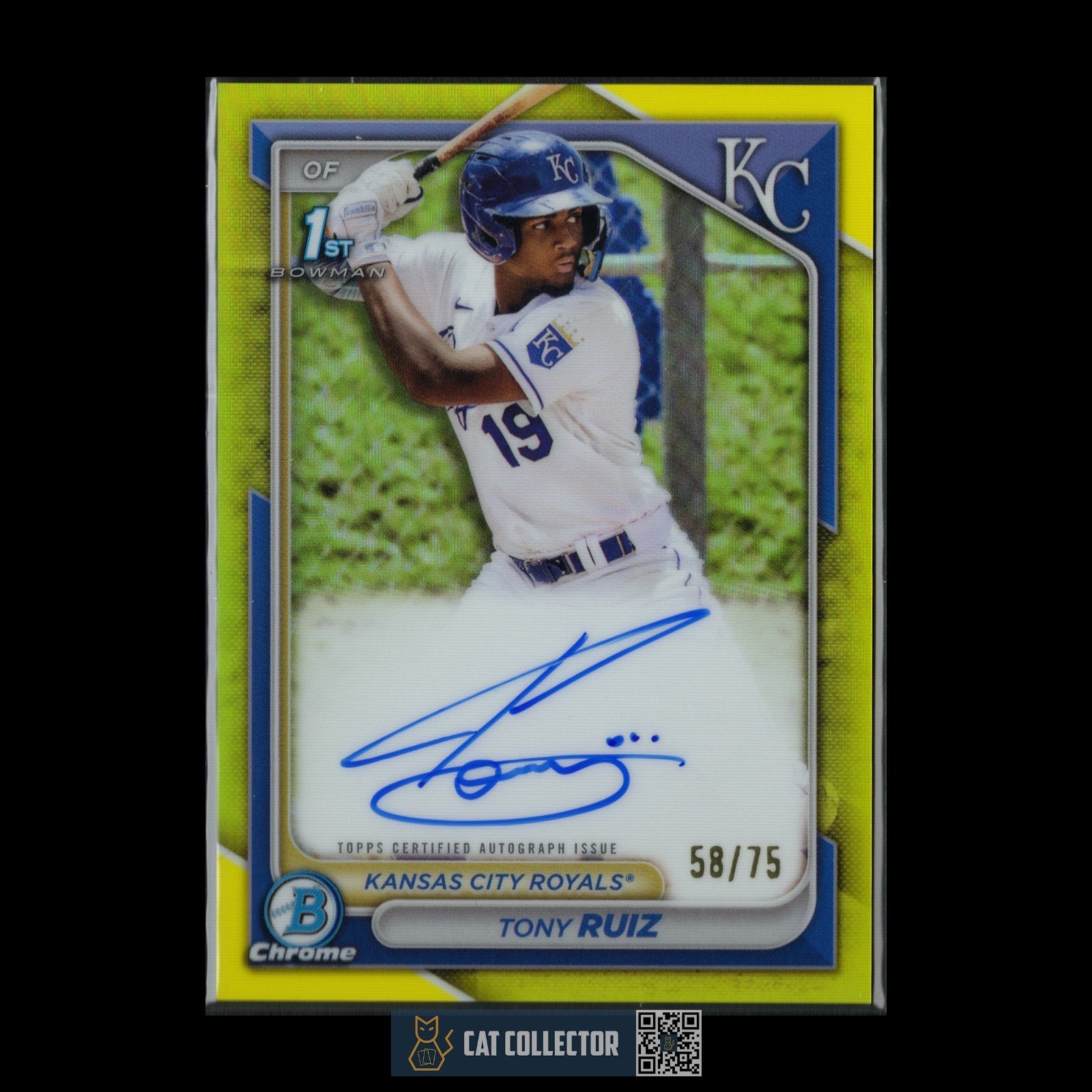 2024 Bowman Chrome TONY RUIZ #CPA-TR Yellow Refractor Auto 58/75