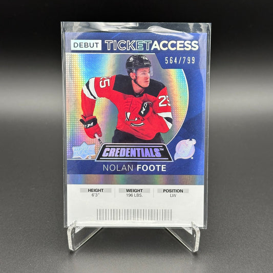2020-21 UD Credentials NOLAN FOOTE #101 Debut Ticket Access RC /799 - NJ Devils