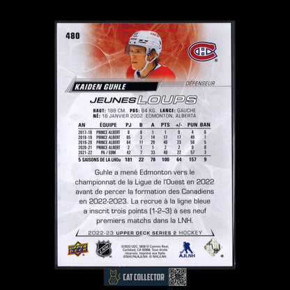 2022-23 UD Series 2 KAIDEN GUHLE #480 Young Guns / Jeunes loups (French) RC