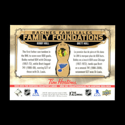 2023-24 UD Tim Hortons BOBBY & BRETT HULL #FF-12 Family Foundations