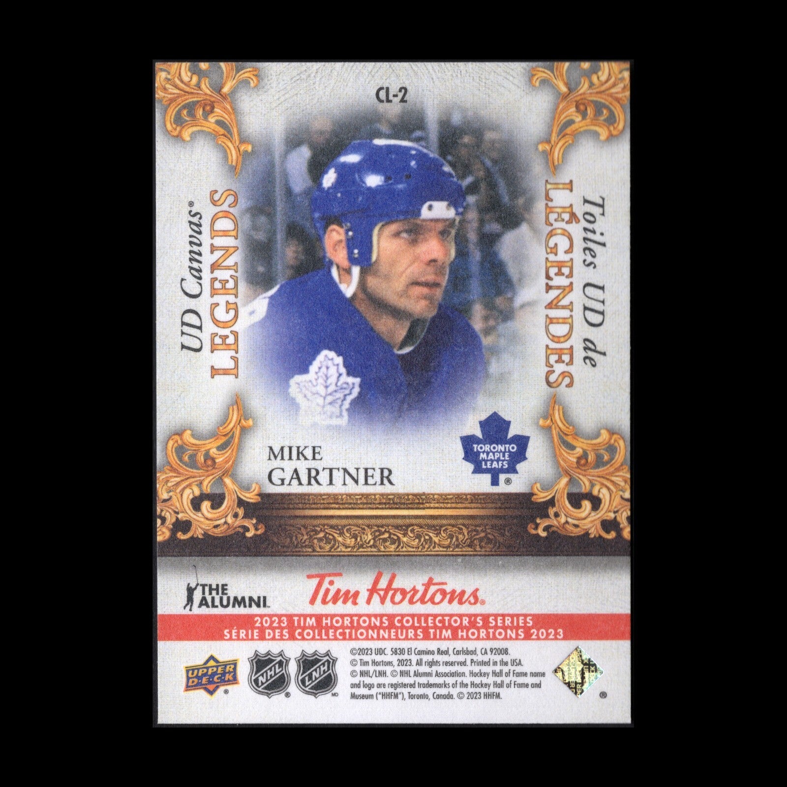 2023 UD Tim Hortons MIKE GARTNER #CL-2 UD Canvas Legends - Toronto Maple Leafs