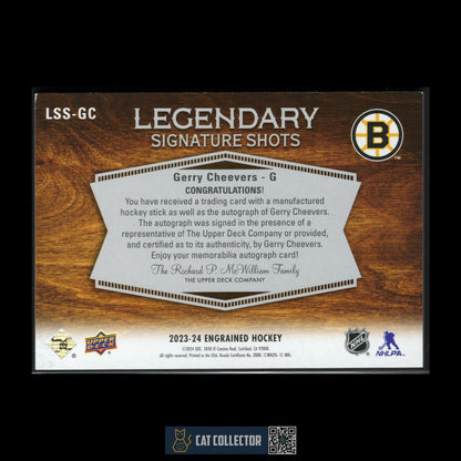 2023-24 UD Engrained GERRY CHEEVERS #LSS-GC Legendary Signature Shots 08/10