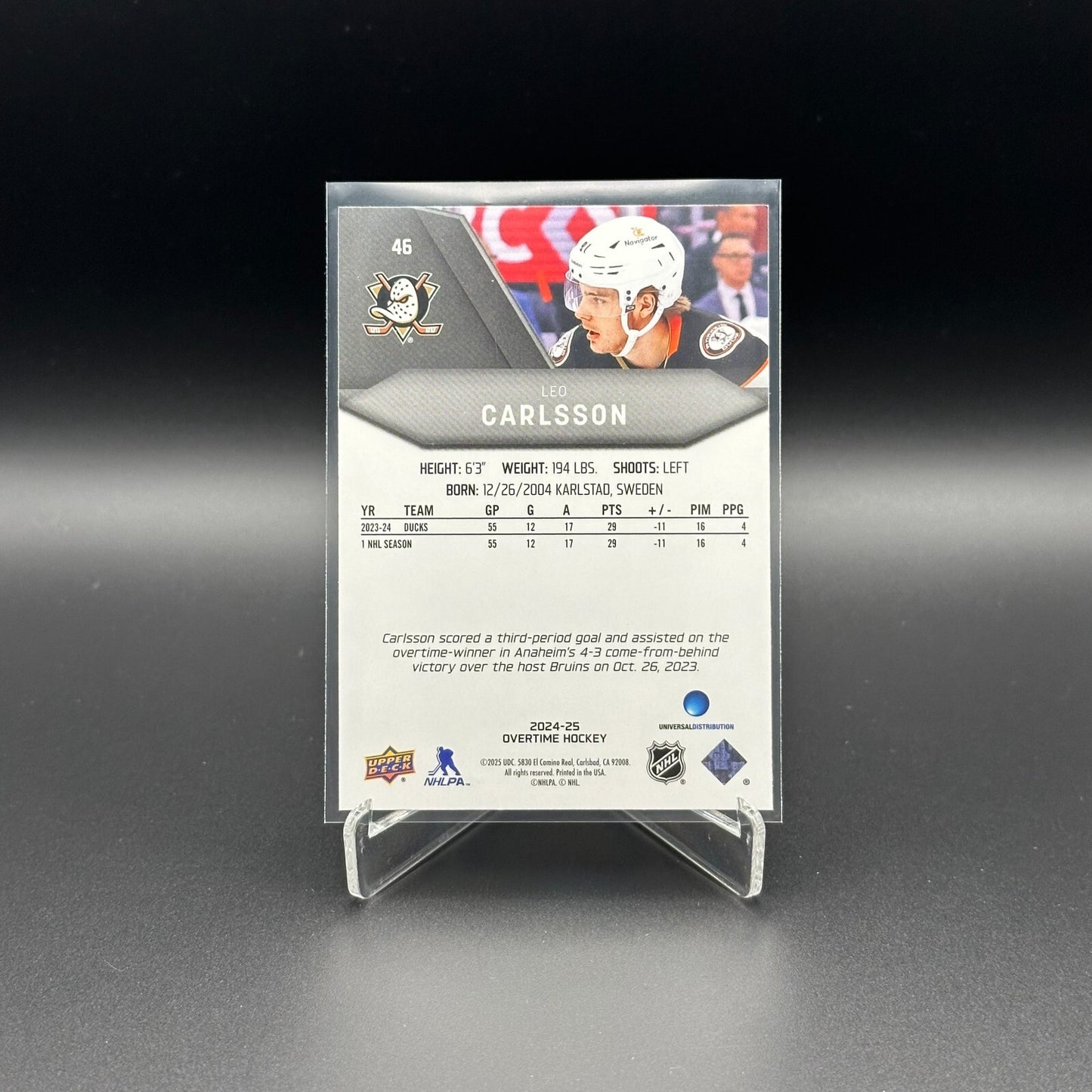 2024-25 UD Overtime LEO CARLSSON #46 Red foil - Anaheim Ducks