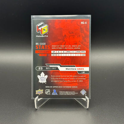 2023-24 UD Extended Series MATTHEW KNIES #HG-4 HoloGrFX Red Rookie RC