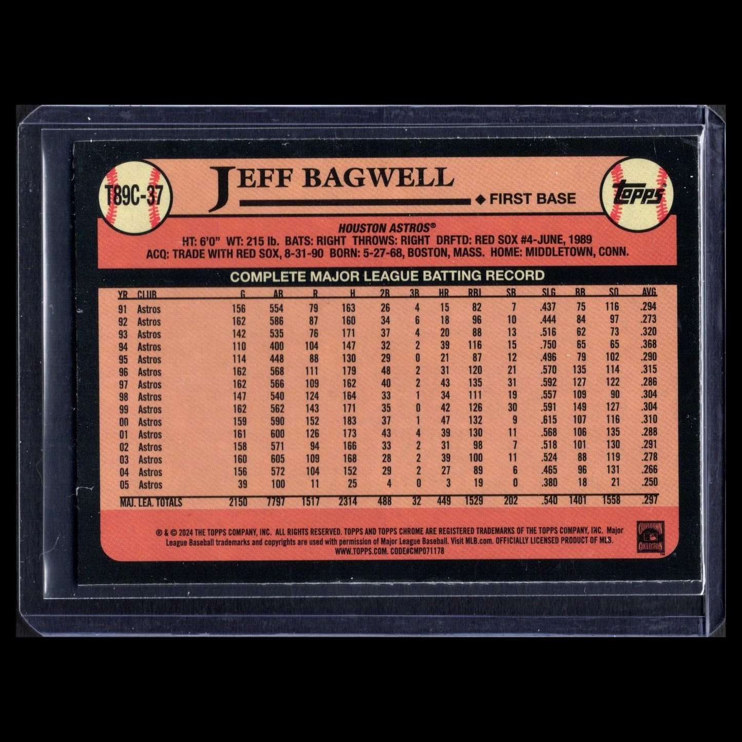 2024 Topps Chrome Series 1 JEFF BAGWELL #T89C-37 Silver Refractor