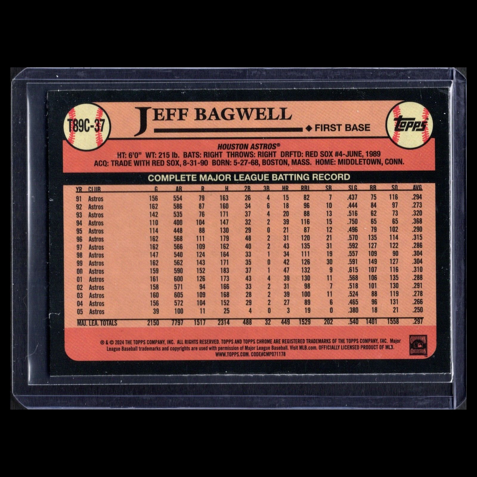 2024 Topps Chrome Series 1 JEFF BAGWELL #T89C-37 Silver Refractor