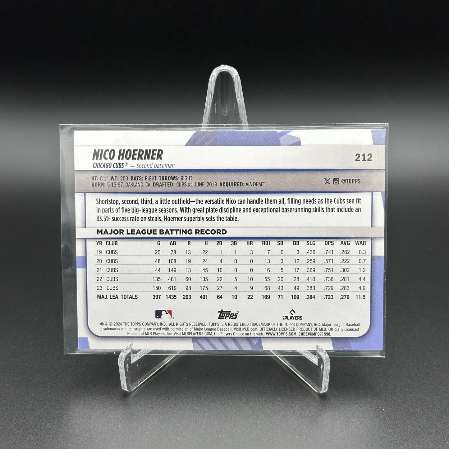 2024 Topps Big League NICO HOERNER #212 Rainbow foil - Chicago Cubs