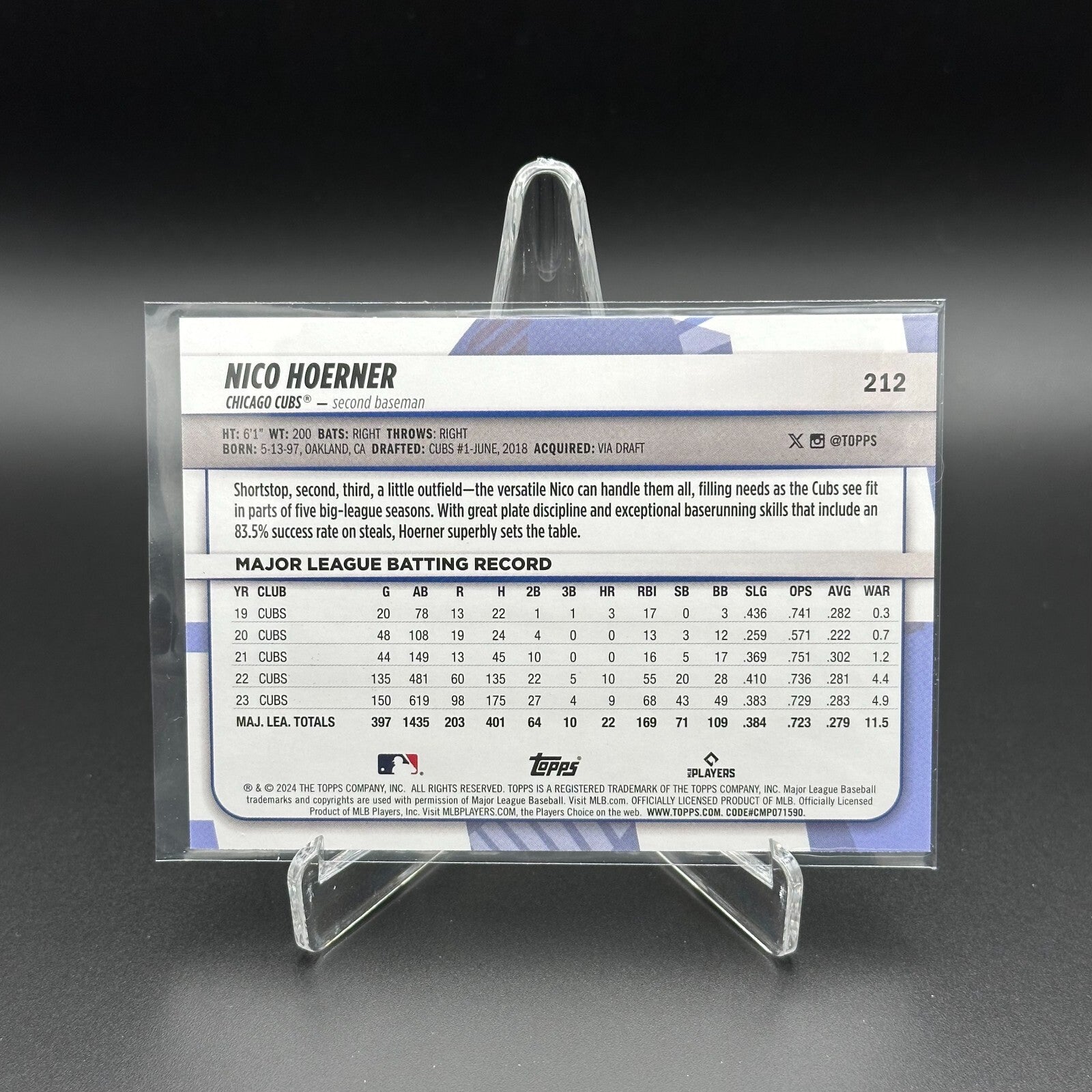 2024 Topps Big League NICO HOERNER #212 Rainbow foil - Chicago Cubs