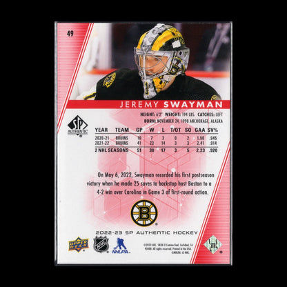 2022-23 Upper Deck SP Authentic JEREMY SWAYMAN #49 Limited Red