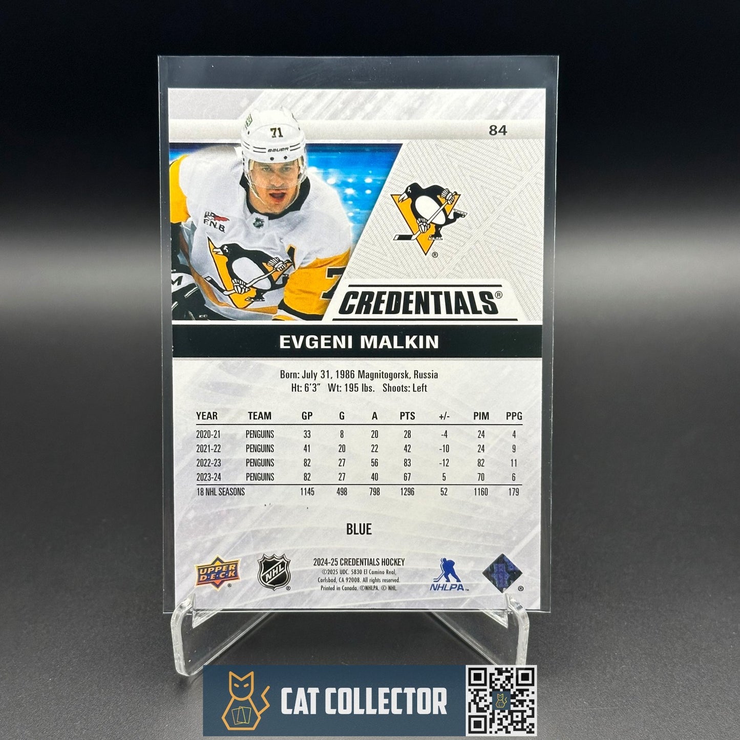 2024-25 UD Credentials EVGENI MALKIN #84 Blue /299 - Pittsburgh Penguins