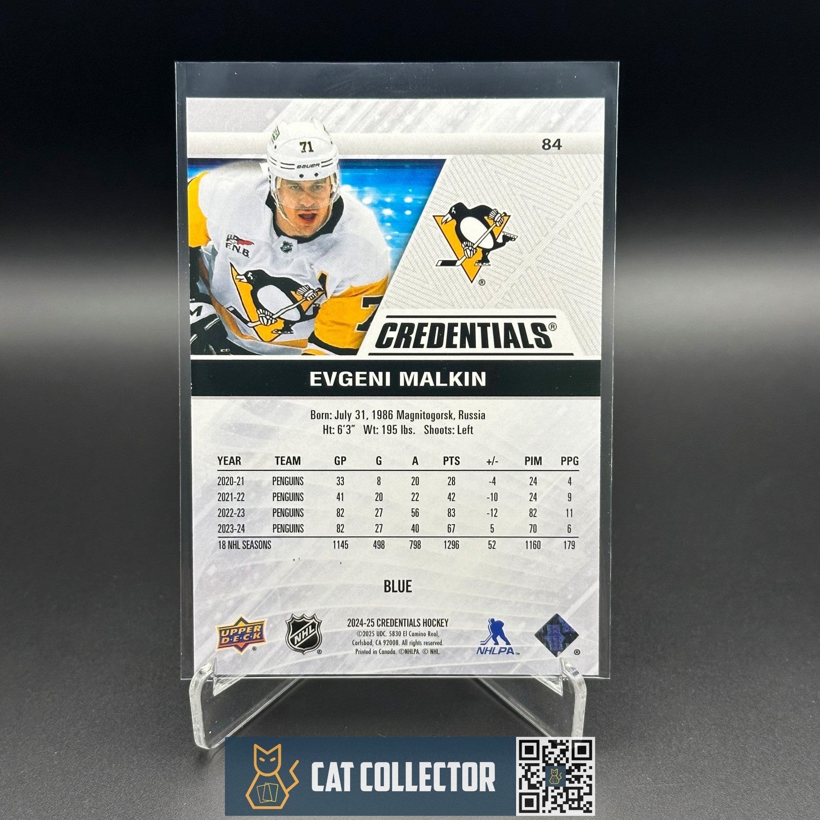 2024-25 UD Credentials EVGENI MALKIN #84 Blue /299 - Pittsburgh Penguins