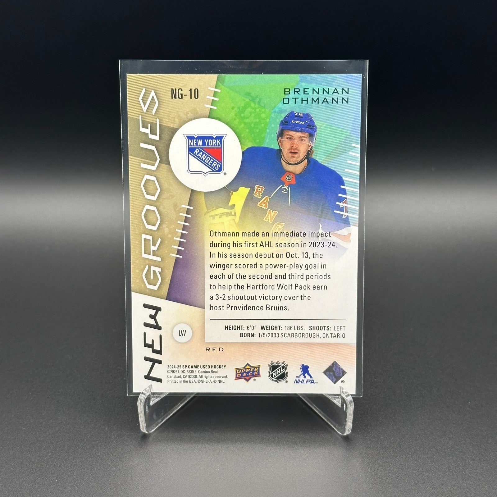 2024-25 UD SP Game Used BRENNAN OTHMANN #NG-10 New Grooves Red RC - NY Rangers