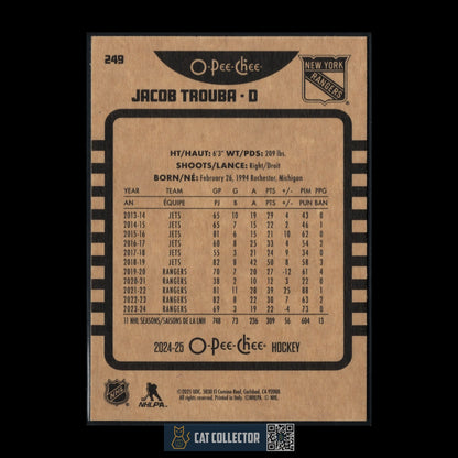 2024-25 O-Pee-Chee Hockey JACOB TROUBA #249 Retro - New York Rangers