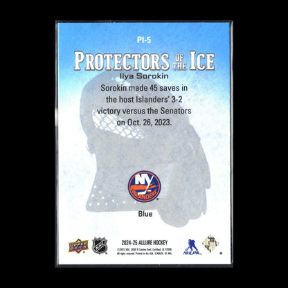 2024-25 UD Allure IGOR SOROKIN #PI-5 Protectors of the Ice Blue - NY Islanders