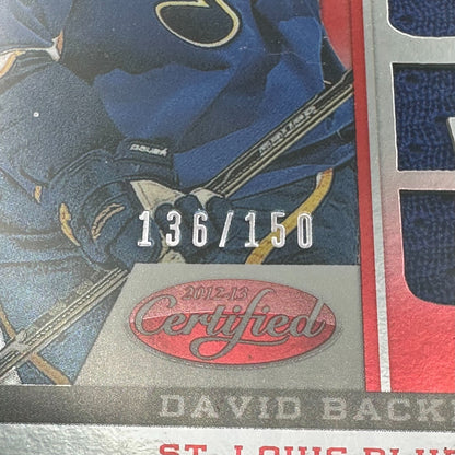 2012-13 Panini Certified DAVID BACKES #FOG-BAC Fabris of the game /150 Jersey